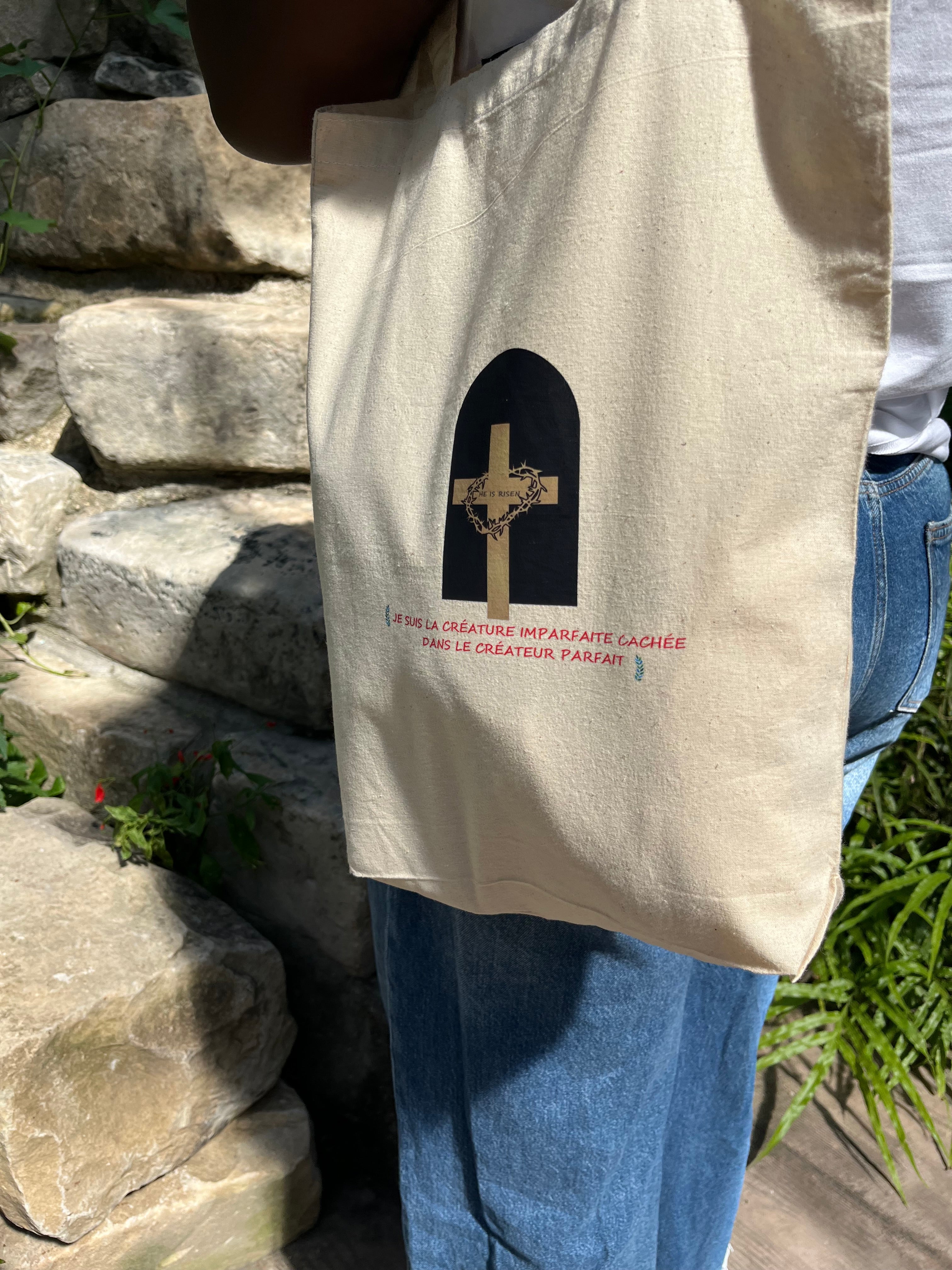 Tote Bag Chrétien en Lin Recyclé – Foi & Écoresponsabilité ✨